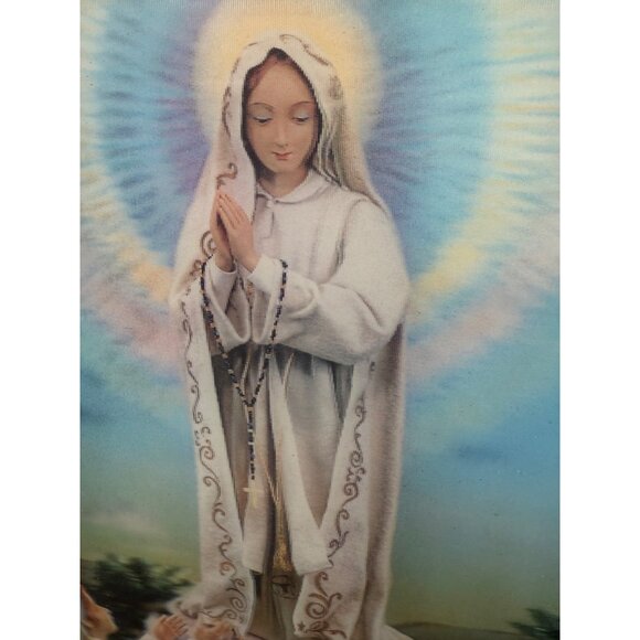 Vintage 70's Lenticular 3D Hologram Framed Mary Children Religious Picture - Picture 2 of 11